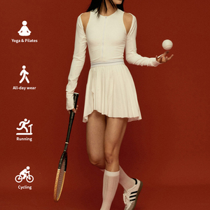 Logo personnalisé blanc vêtements de sport en plein air golf une pièce <span class=keywords><strong>jupe</strong></span> femmes plissé robe de <span class=keywords><strong>tennis</strong></span> avec <span class=keywords><strong>sous</strong></span> poche courte - Product Image 6