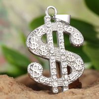 Collier imposant transfrontalier, best-seller, style Hip-Hop exagéré, avec signe dollar personnalisé et perle incrustée de diamants naturels