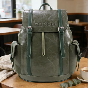 Vintage Travel <b>Backpack</b> PU Leather <b>Backpack</b> <b>Large</b> Capacity Outdoor <b>Backpack</b> Custom Logo Supplier - Product Image 1