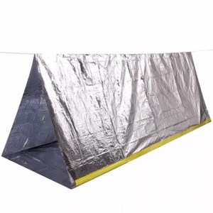 Tente d'urgence extérieure en PE, argentée et verte, imperméable, abri de survie pour 1 personne, équipement de camping - Product Image 3