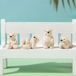 Figurines miniatures d'ours mignons en résine, lot de 4, décoration d'intérieur, ornements artisanaux artistiques, forme animale, plastique et résines - Product Image 2