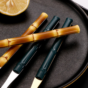 Tre sáng tạo xử lý thép không gỉ <span class=keywords><strong>Flatware</strong></span> dao muỗng nĩa đũa Bạc đặt nhà hàng thiết lập dao kéo - Product Image 4