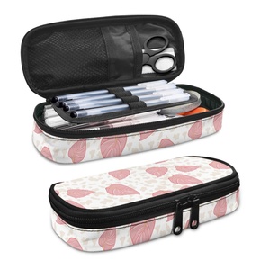 Fashionable Large Sized Windproof School Bag and Pencil Case Set Two Pieces Pink Anthurium <strong>Leopard</strong> Print Custom <strong>Backpacks</strong> - Product Image 6
