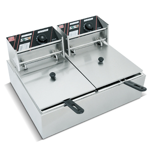 Friteuse commerciale double frites argentées friteuse de comptoir en acier inoxydable friteuse frites friteuse - Product Image 5