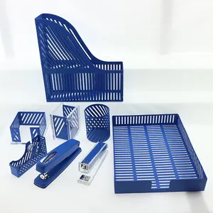 10 in 1 Plastic Desk Stationary Set School Use Powder Coated Office Desktop Stationary Set