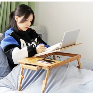 Foldable Bamboo Laptop <b>Desk</b> 55x34cm Natural Color Modern Style Portable For Bed Dormitory <b>Study</b> Writing Reading - Product Image 2