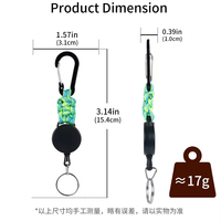 Porte-clés mousqueton rétractable robuste avec cordon PVC extensible 70 cm, étanche, pour camping et activités de plein air