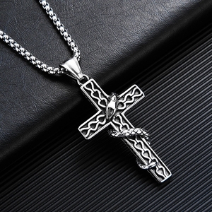 YK neue religiöse Retro Kreuz Schmuck Schlange Halskette Anhänger Herren Edelstahl Totem Schlange Wunde Kreuz Halskette - Product Image 2