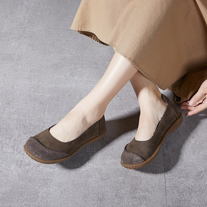 Zapatos planos de cuero genuino para mujer, mocasines informales con punta redonda, suela de goma antideslizante, zapatos planos para todas las estaciones - Product Image 5