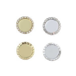 Piedra circular de ojo de gato de fondo plano con incrustaciones de garra Diamantes de imitación sueltos Base de metal de perla brillante con agujero de taladro de cadena de borde - Product Image 5