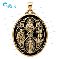 Collier pendentif religieux catholique Sacré-Cœur Miraculeux Saint Christophe Saint Joseph Saint Antoine, médaillon personnalisé, médaille à quatre voies