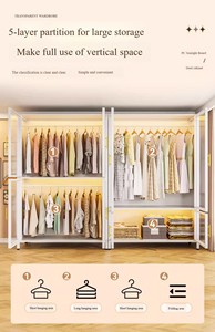 Armoire de chambre à coucher en fer forgé à usage domestique armoire de rangement anti-poussière <span class=keywords><strong>location</strong></span> appartement porte-vêtements placard bébé pour enfants - Product Image 2