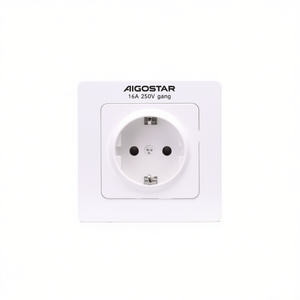 เอโกสตาร์ปลั๊กไฟสไตล์เยอรมัน 16A 250V สีขาว วัสดุพีซี 1 ช่องเสียบปลั๊กติดผนัง - Product Image 2