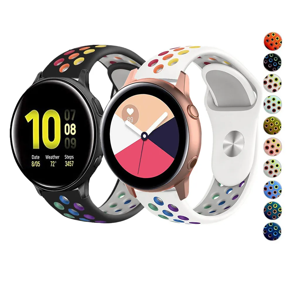 ShanHai Rainbow Silicone Strap for Xiaomi Amazfit Bip Lite 20mm 22mm Sport Bands for Huami Amazfit GTS for Samsung Galaxy Watch
