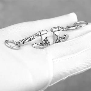 Boucles d'oreilles pendantes personnalisées en acier inoxydable 316L, style occidental, imperméables, élégantes, motif hache viking, pour hommes - Product Image 4