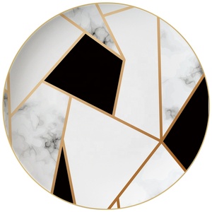 Wholesale Kitchen Utensils <b>Dinner</b> Plate Luxury White and <b>Black</b> Bone China Platter Service Plate Dinnerware <b>Set</b> - Product Image 5