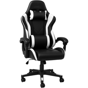 <span class=keywords><strong>Chaise</strong></span> ergonomique de conception sportive, siège de <span class=keywords><strong>bureau</strong></span> et de jeu à double usage, <span class=keywords><strong>chaise</strong></span> de jeu entièrement réglable avec simili cuir noir et blanc - Product Image 1
