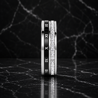 Bague tournante unisexe anti-anxiété JLM Premium en acier titane avec chiffres romains minimalistes et zircone cubique, idéale pour mariage et fiançailles