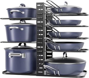 Organisateur de casseroles et poêles/Organisateurs de casseroles réglables à 8 niveaux <span class=keywords><strong>sous</strong></span> l'armoire, organisateurs de cuisine et rangement - Product Image 1
