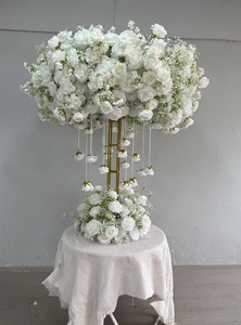 Centre de table de mariage de luxe en crème et blanc, rose et hortensia, fait main, réaliste, bouquet de mariée DIY, décorations de table, décor de table - Product Image 6