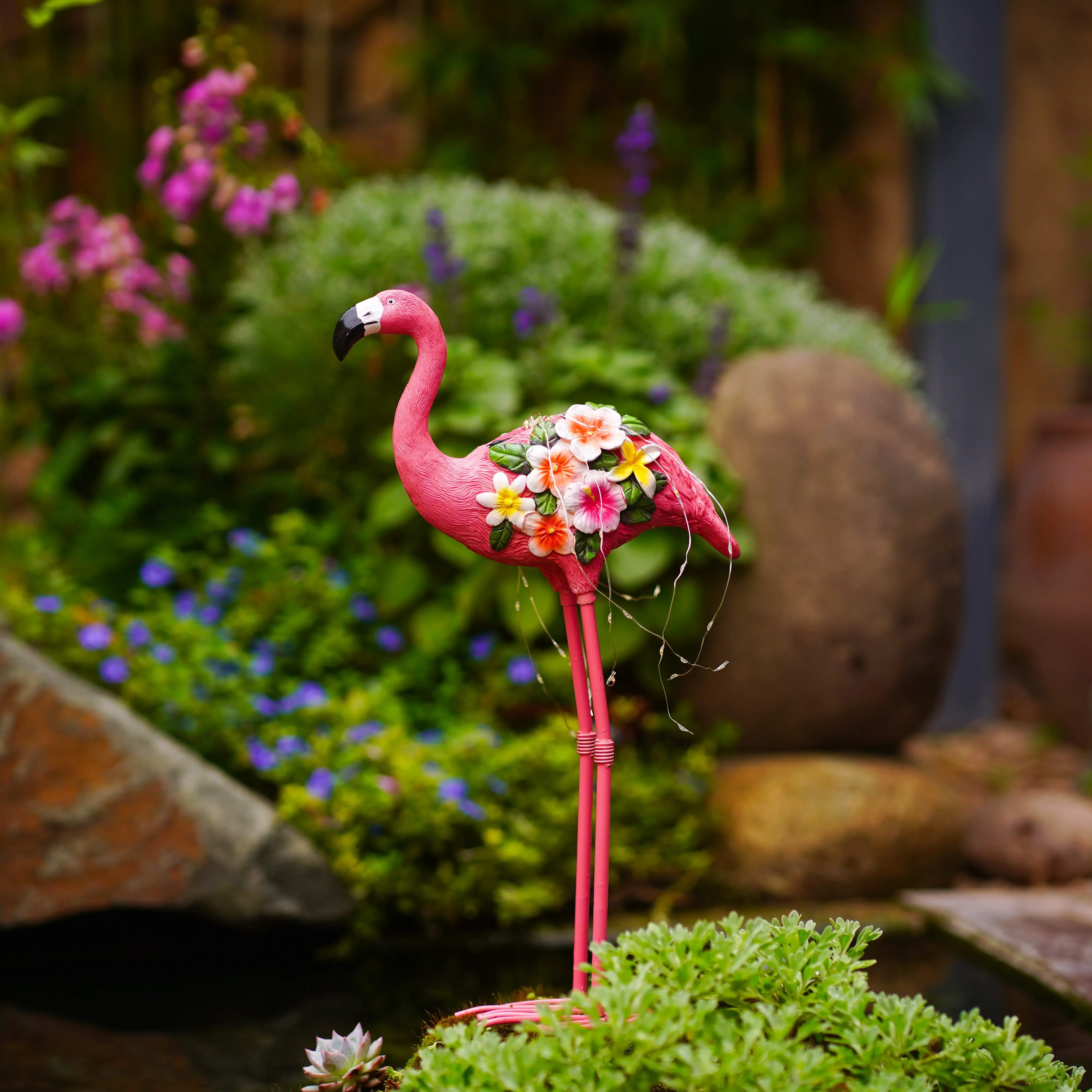 Zonne-Energie Sculptuur Tuin Gazon Zonne-Licht Sculptuur Waterdichte Patio Outdoor Decor Flamingo Tuin Ornament