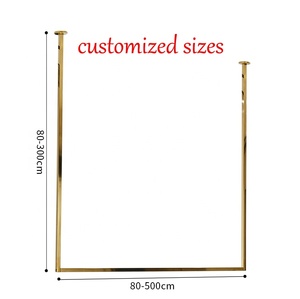 Hot <strong>Sales</strong> Stainless Steel Gold Wedding Dress Display <strong>Rail</strong> Square Pipe Clothes Rack Display <strong>Clothing</strong> Racks Ceiling Wall Hanging - Product Image 6