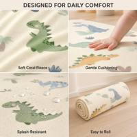 Tapis de sol portable en polaire corail pour enfants, antidérapant, imprimé animaux, pour chambre, salon, usage domestique – Vente directe usine