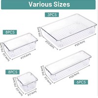 Ensemble de 25 organiseurs de tiroirs en plastique transparent, 4 tailles, polyvalents pour salle de bain et coiffeuse, pour maquillage, chambre à coucher