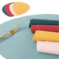 Ensemble de dessous de plat et de tapis de table ovales en silicone imperméable, texture cuir lourd, caoutchouc souple, tapis de table antidérapants