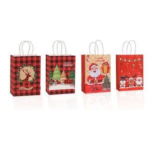 Bolsas de Regalo Ecológicas de Papel Kraft para Navidad con Asas, Envoltorio Festivo en Tonos Pastel para Decoración de Fiestas - Product Image 6