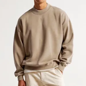 Custom Men's Sweatshirt Boxy Fitting Mock Neck Cotton Crewneck Streetwear Men's Hoodies Sweatshirts