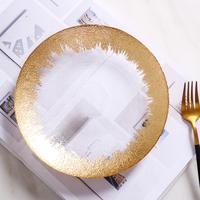 Assiettes de présentation rondes OEM/ODM écologiques à bord doré transparent pour mariages – Fourniture en gros de luxe