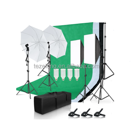 Full Set Photography Kit Photo Studio Soft Box Light 5070 Background Stand Frame Backdrop Tripod Stand Reflecter Carry Bag Nylon