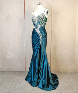 Abiti da Festa Casual Primaverili ed Estivi <span class=keywords><strong>con</strong></span> Stile <span class=keywords><strong>Sirena</strong></span>, Glitter e Strass <span class=keywords><strong>con</strong></span> <span class=keywords><strong>Spacco</strong></span> - Product Image 4