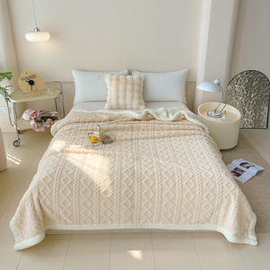 Manta Jacquard de Lana de Cordero de Doble Capa, 100% Poliéster, Antipilling, Gruesa, Cálida, Sólida, Portátil, Ligera, para Primavera y Otoño - Product Image 1