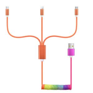Cavo di Ricarica <span class=keywords><strong>USB</strong></span> 3 in 1 Intrecciato Arcobaleno Colorato, Cavo Multi-ricarica per Dispositivi <span class=keywords><strong>iPhone</strong></span>, Type C e <span class=keywords><strong>Micro</strong></span> <span class=keywords><strong>USB</strong></span>, Cavi per Ricarica Rapida - Product Image 1