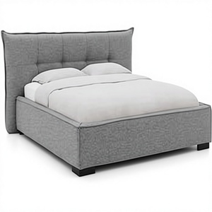 Cadre de lit organique moderne - Design de tête de lit arrondie tendance - Lit plateforme rembourré de luxe pour projets haut de gamme - Product Image 1