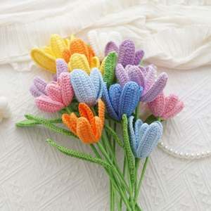 Venta Especial: Decoración para el Hogar y Bodas, Día de San Valentín, Flor Artificial Hecha a Mano, Tulipán de Crochet - Product Image 1