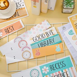 Tabla de horarios diarios de bolsillo de 13 x 35.5 pulgadas con diseño de arcoíris, flores y sonrisas para la gestión del tiempo, regreso a clases - Product Image 3