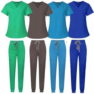 Ropa de trabajo para cirugía tejida médica con cuello en V Unisex Scrub Top manga corta con un escote torcido para cirujanos en hospitales - Product Image 6