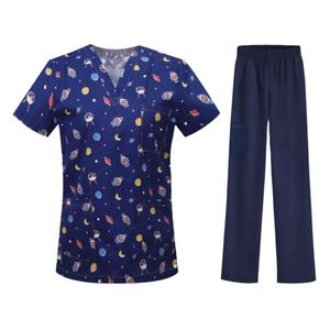 Conjuntos de Uniformes Médicos Unisex de Algodón Tejido con Estampado Personalizado y Diseño de Camiseta con Dibujos Animados - Product Image 2