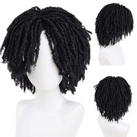 Perruque Dreadlock Courte Bouclée en Gros avec Frange, Perruque Tressée Réaliste Style Rasta pour Jeu de Rôle