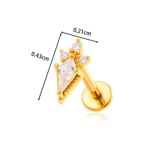 F136 Titan Bài Viết Xỏ Bông Tai G23 <span class=keywords><strong>CZ</strong></span> Nội Bộ Threaded Phẳng Lại Lip Tai Daith tragus Sụn Studs Cơ Thể Xỏ - Product Image 4
