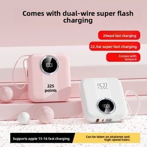 Batería Externa Portátil de Plástico de 20000mAh, Carga Rápida de 22.5W, Cable Integrado, Pantalla LED, Venta al Por Mayor de Fábrica - Product Image 4