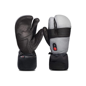 Three-Finger <b>Black</b>-Grey Patchwork Winter-Safety Work Heavy-Construction Working Hand-Warming Leather Gloves From Pakistan - Product Image 1