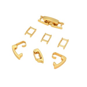 18k gold color-preserving bracelet watch buckle folding clasp connecting buckle three-piece <b>set</b> bracelet necklace clasp DIY - Product Image 5