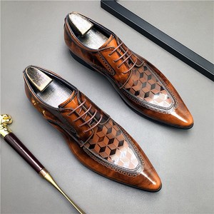 Chaussures en cuir pour hommes de qualité luxueuse, brodées, camouflage, style italien, pour mariage, formelles, à enfiler, Oxford, fabriquées à la main, automne - Product Image 4