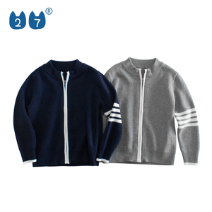 Printemps et automne mode <span class=keywords><strong>garçon</strong></span> couleur unie fermeture éclair simple cardigan <span class=keywords><strong>pull</strong></span> respirant - Product Image 1