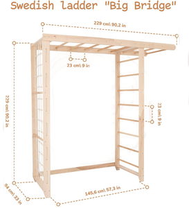 Juego de pared de escalada de madera Montessori para interiores, escalera mecánica sueca para niños, para dormitorio, sala de juegos, aula para interiores - Product Image 3