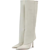 Bottes hautes à talon aiguille confortables et pliables, à bout pointu, de créateur renommé, pour femmes